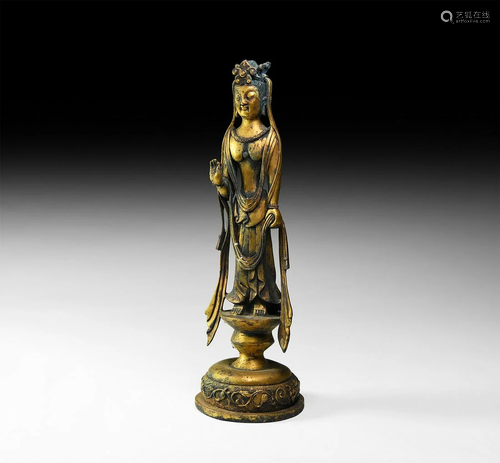 Chinese Gilt Standing Goddess Figure