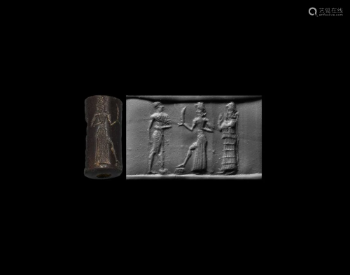 Old Babylonian Cylinder Seal with Shamash and Lamma