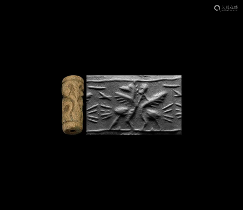 Near Eastern Cylinder Seal with Human-Headed Bird