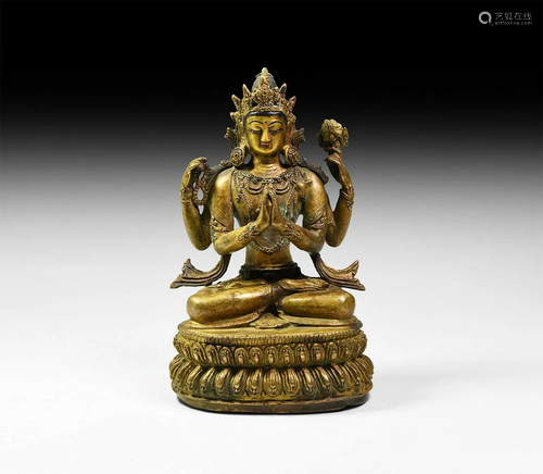 Sino-Tibetan Gilt Chenrezig Figure