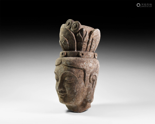 Chinese Crowned Head of Bodhisattva