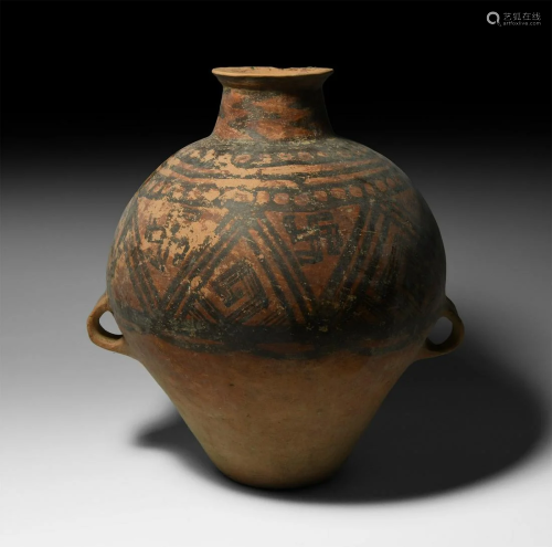 Chinese Neolithic Painted Jar with Swastikas