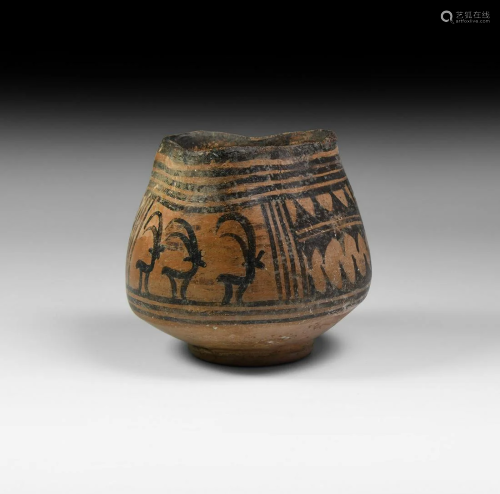 Mehrgarh Polychrome Vessel with Rows of Ibex