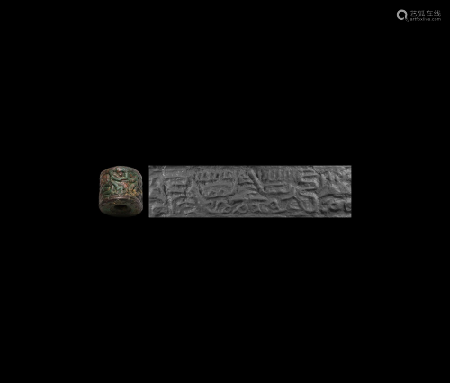 Bactrian Inscribed Bronze Cylinder Seal