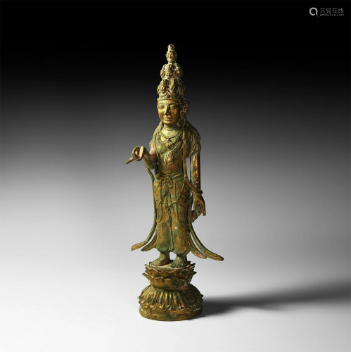 Chinese Gilt Standing Goddess Figure