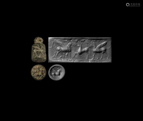 Urartu Cylinder Stamp Seal with Sphinxes