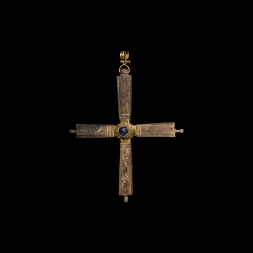 Byzantine Gold and Bone Cross Pendant