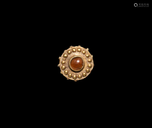 Byzantine Gold Strap Mount with Cabochon