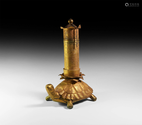 Chinese Gilt Scroll Holder on Tortoise