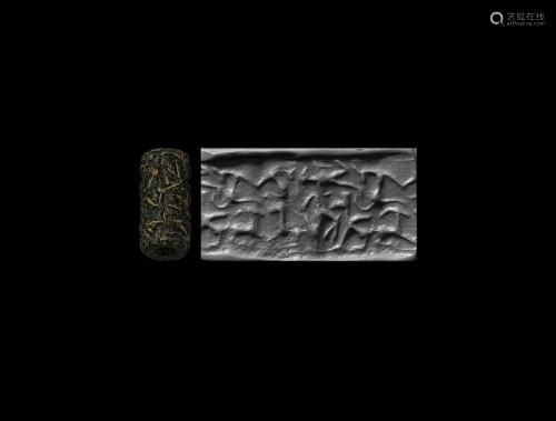 Syrian Cylinder Seal with Horned Quadrupeds