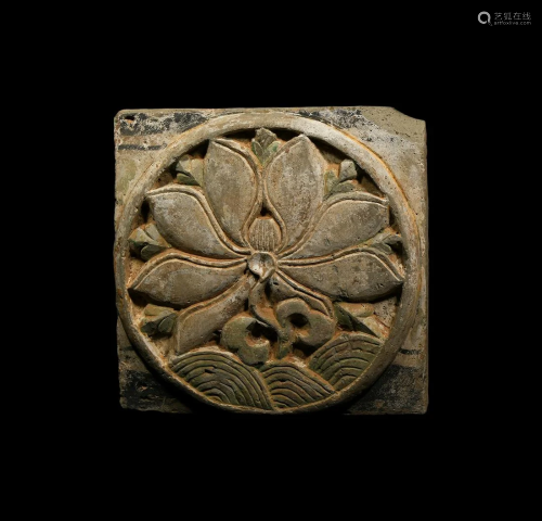 Chinese Song Painted Tile with Flower