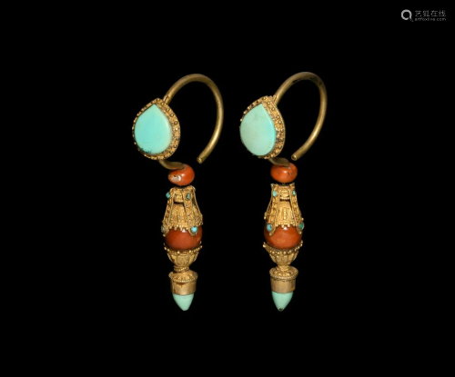 Huge Tibetan Gold Earring Pair