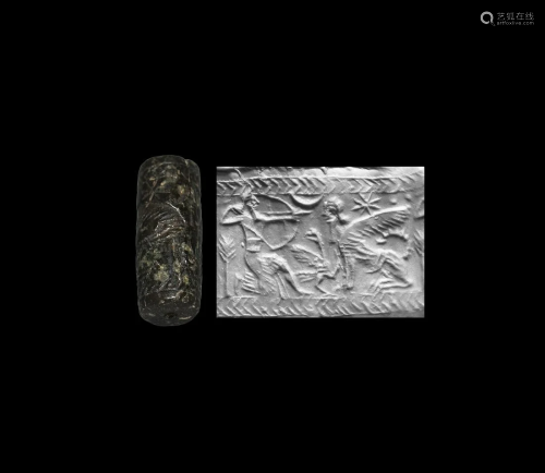Mesopotamian Cylinder Seal with Archer Scene
