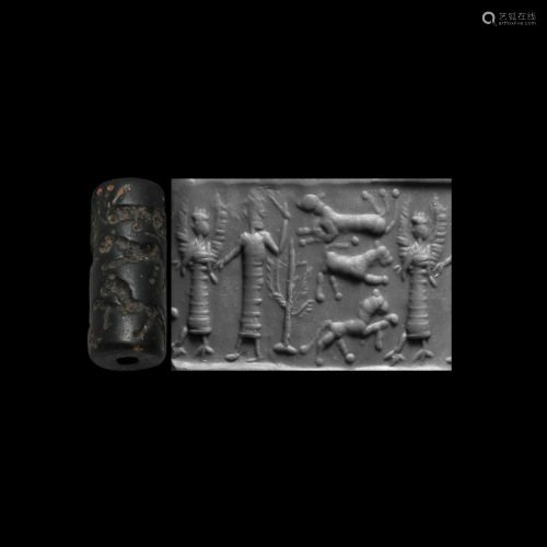 Neo-Babylonian Cylinder Seal with Gods and Animals