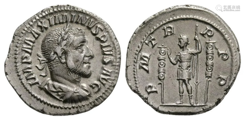 Maximinus - Emperor Standing AR Denarius