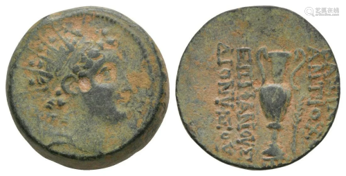 Seleukid - Antiochos VI - Cantharus Bronze