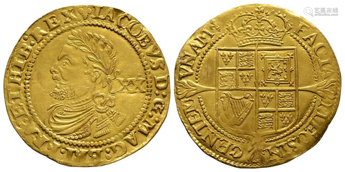 James I - Gold Laurel 20 Shillings