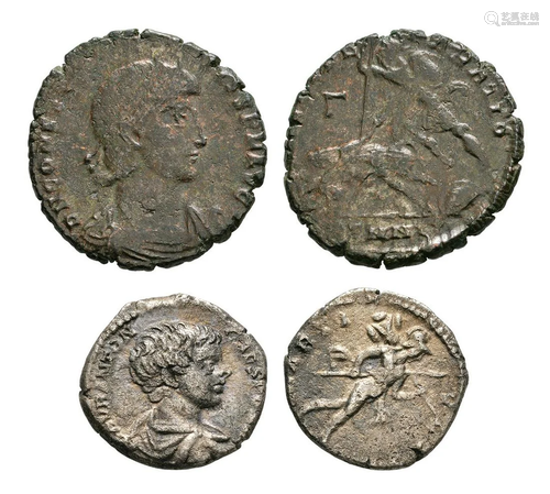 Caracalla AR Denarius and Constantinus II AE [2]