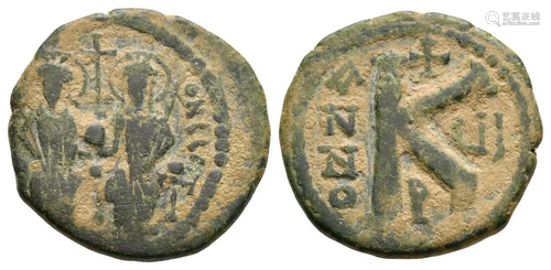 Justin II and Sophia - Large K Half Follis