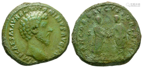 Marcus Aurelius with Lucius Verus - Sestertius