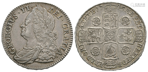 George II - 1745 - D NONO - Halfcrown