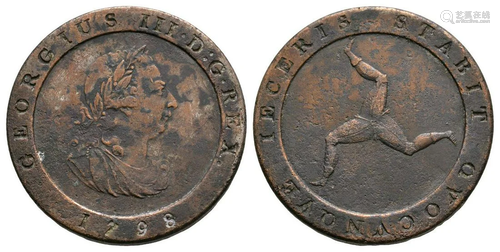 Isle of Man - George III - 1798 - Plated Halfpenny