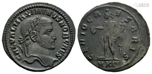Maximinus II - Genius Silvered AE Follis