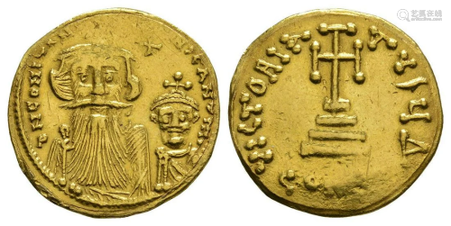 Constans II with Constantine IV - Gold Solidus