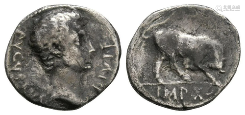 Augustus - IMP X - Butting Bull Denarius