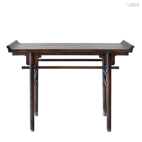 A CHINESE CARVED ZITAN ALTAR TABLE