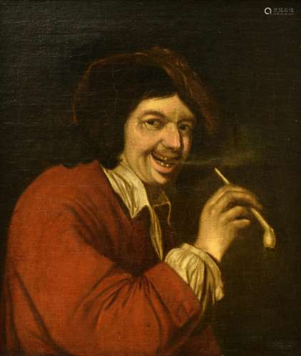 No visible signature (after Petrus Staverenus), the pipe smoker, 17thC, oil on canvas, 61 x 71 cm
