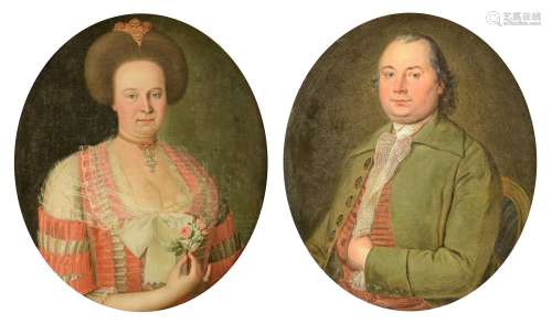 Nicodemo J.P., the medallion portraits of a noble couple, with inscription and dated 1785, 63 x 74,5 cm