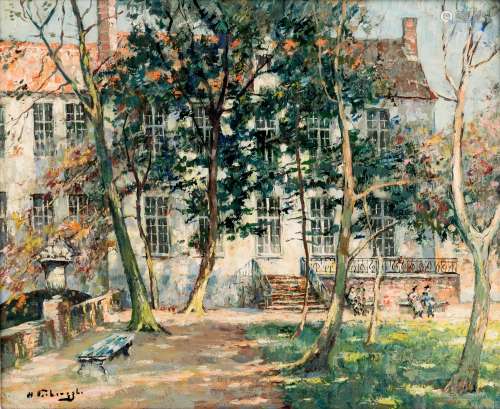Verbrugghe Ch., 'Jardin de Gruuthuse à Bruges, le matin', oil on canvas, 50 x 61 cm