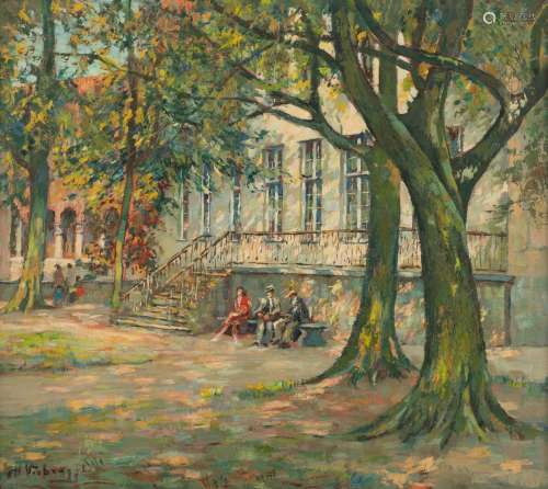 Verbrugghe Ch., 'Jardin Gruuthuse à Bruges', oil on board, 54 x 60 cm, Is possibly subject of the SABAM legislation / consult ‘Conditions of Sale’