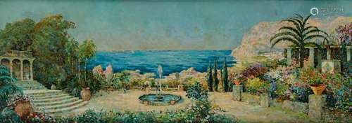 Verbrugghe Ch., a view on Capri, oil on hardboard, 92 x 253 cm, Is possibly subject of the SABAM legislation / consult ‘Conditions of Sale’