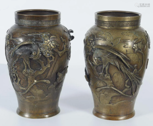 PAIR OF 19TH-CENTURY JAPANESE BRONZE VASES