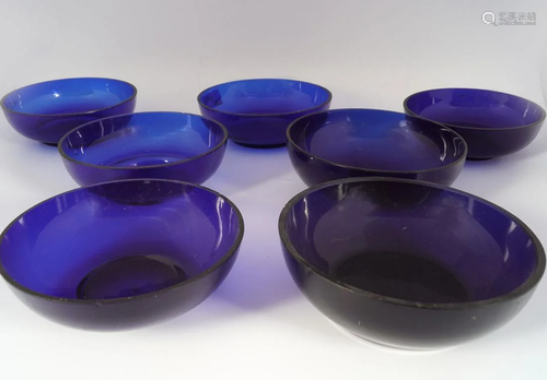 LOT OF 7 BRISTOL BLUE BOWLS