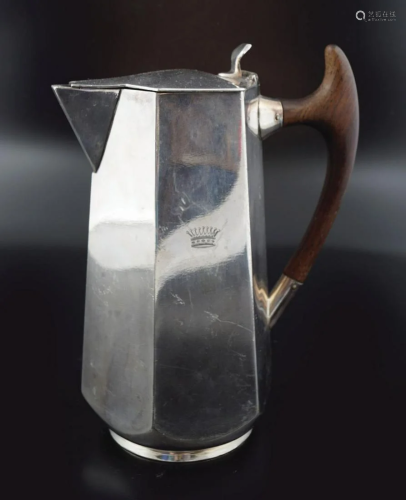 CRESTED SILVER PLATED COFFEE POT