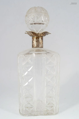 SILVER MOUNTED CRYSTAL DECANTER