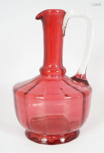 19TH-CENTURY CRANBERRY GLASS CLARET JUG