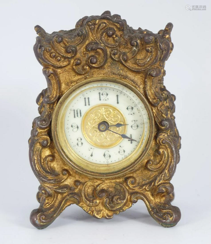 19TH-CENTURY ROCOCO GILT METAL CLOCK