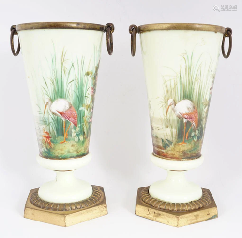 PAIR OF 19TH-CENTURY GLASS AND ORMOLU VASES