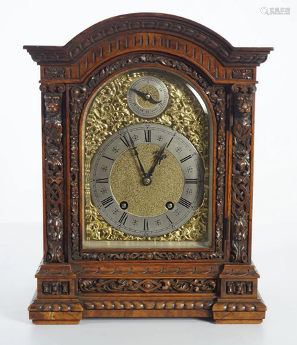 19TH-CENTURY BURR WALNUT CASED BRACKET CLOCK