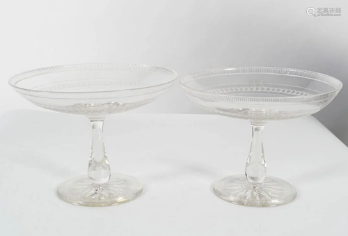 PAIR OF 19TH-CENTURY GLASS PEDESTAL TAZZAS