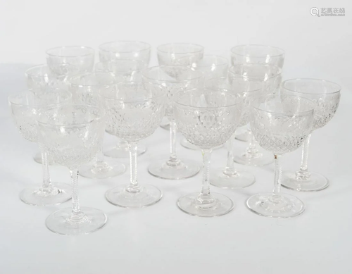 19TH-CENTURY CUT STEM AND ENGRAVED WINE GLASSES