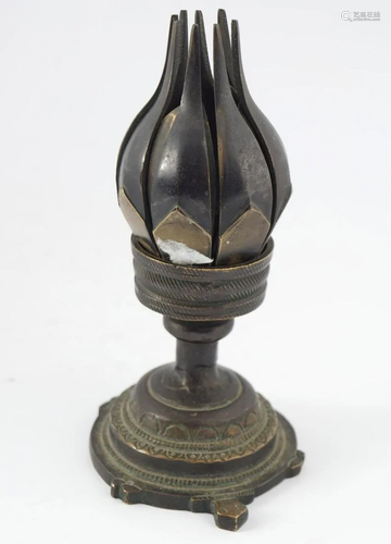 EARLY BRONZE FOLDING CANDLE HOLDER