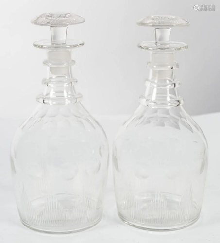 PAIR OF EARLY 19TH-CENTURY GLASS DECANTERS