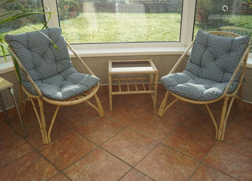 PAIR OF BAMBOO CONSERVATORY CHAIRS