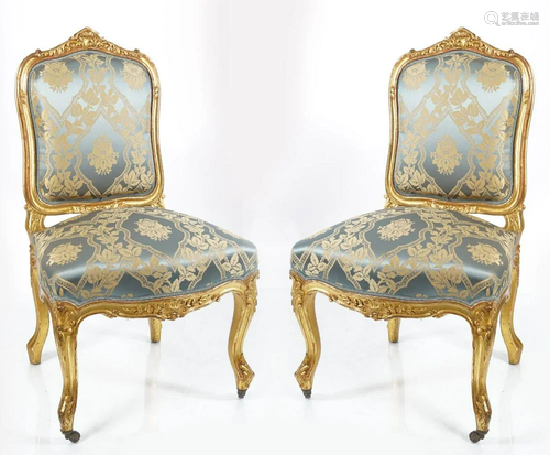 PAIR OF 19TH-CENTURY CARVED GILTWOOD, CHAIRS