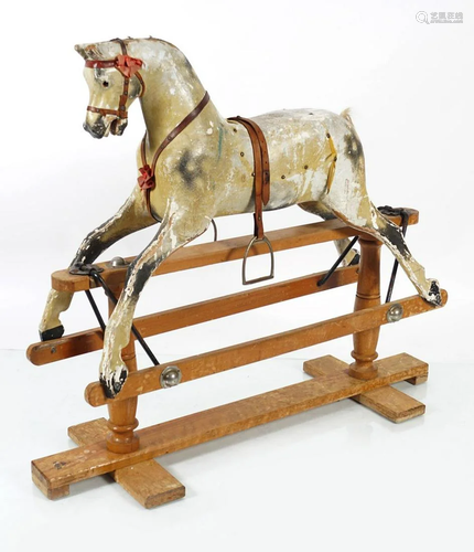 EDWARDIAN WOODEN ROCKING HORSE